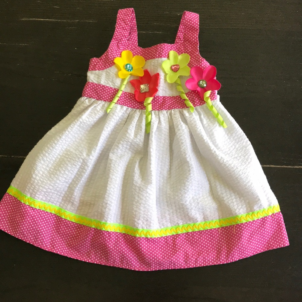 Flower Appliqué Dress for Baby Girl 2T